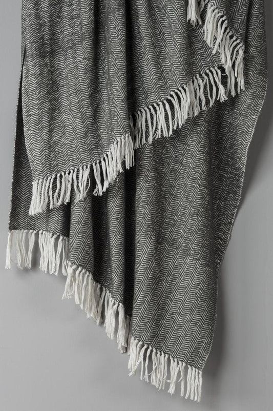 50" X 60" Black And White Chevron Cotton Throw Blanket HomeRoots