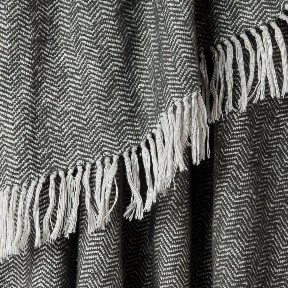 50" X 60" Black And White Chevron Cotton Throw Blanket HomeRoots