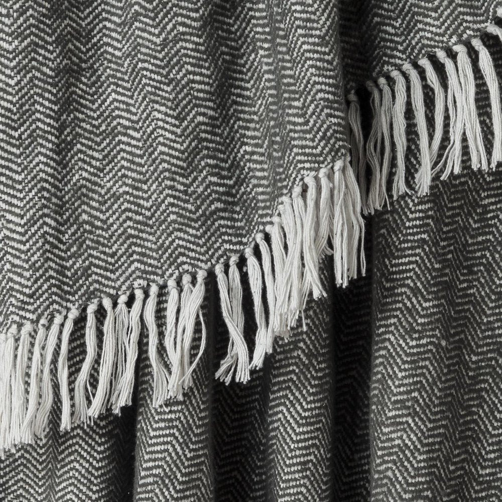 50" X 60" Black And White Chevron Cotton Throw Blanket HomeRoots