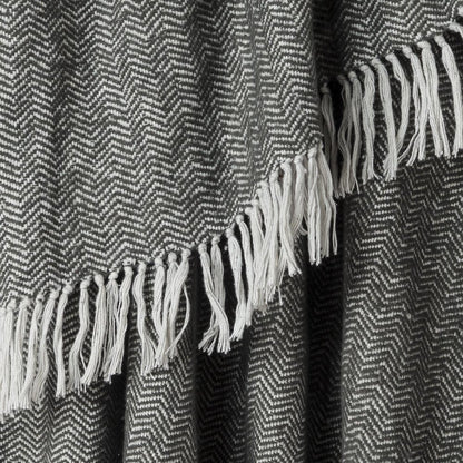 50" X 60" Black And White Chevron Cotton Throw Blanket HomeRoots