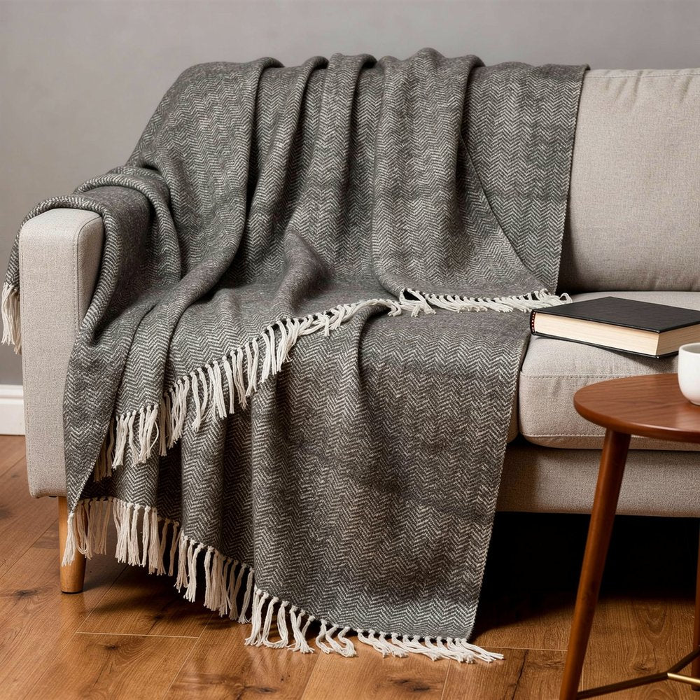 50" X 60" Black And White Chevron Cotton Throw Blanket HomeRoots