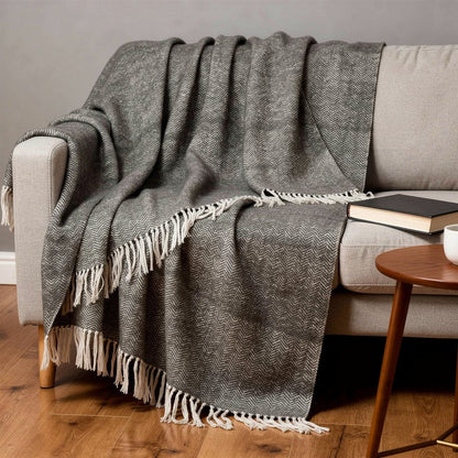 50" X 60" Black And White Chevron Cotton Throw Blanket HomeRoots