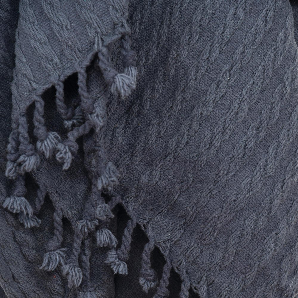 Blue Gray Knitted 100% Cotton Throw Blanket — view 2