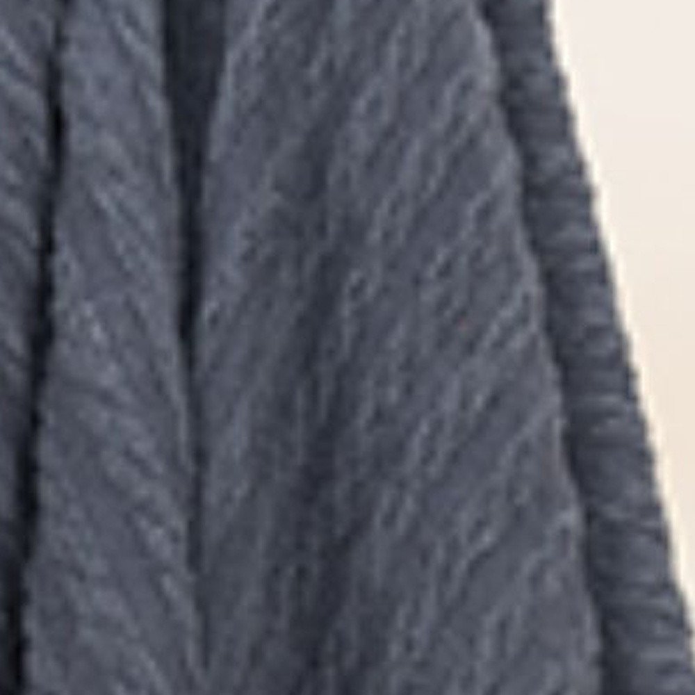 Blue Gray Knitted 100% Cotton Throw Blanket — view 3