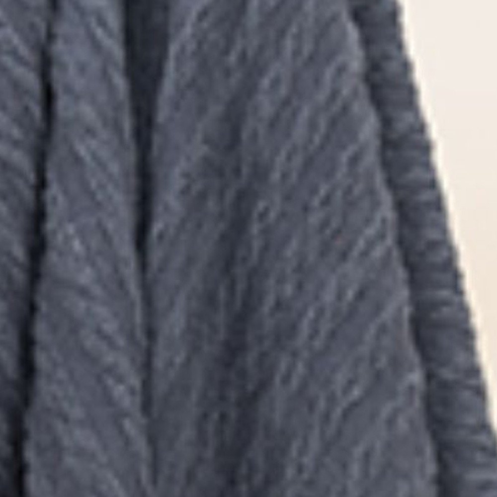 Blue Gray Knitted 100% Cotton Throw Blanket HomeRoots