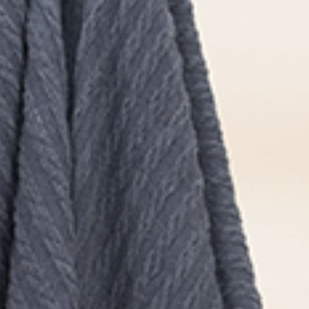 Blue Gray Knitted 100% Cotton Throw Blanket HomeRoots