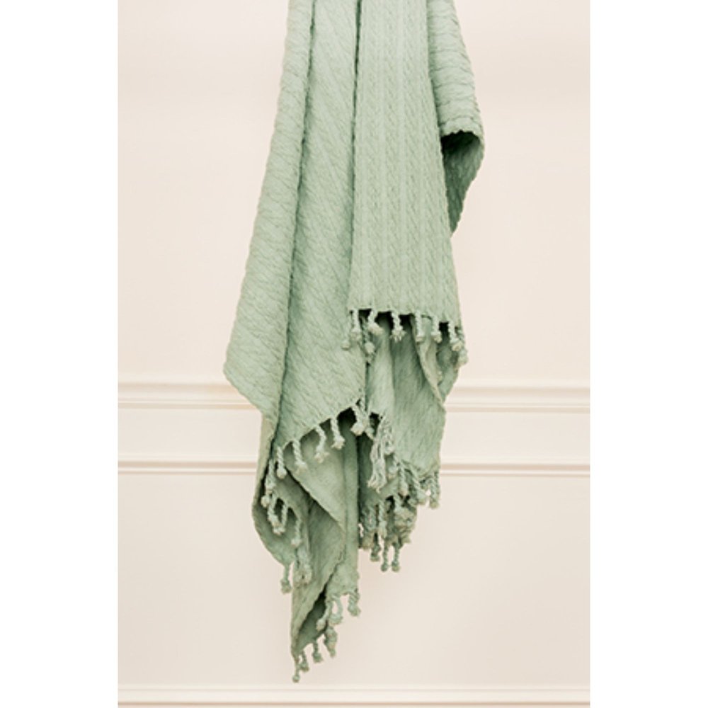 Aqua Knitted 100% Cotton Throw Blanket HomeRoots