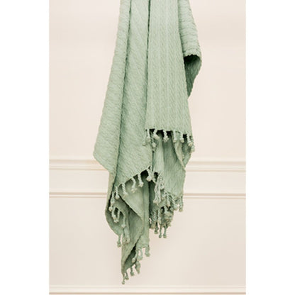 Aqua Knitted 100% Cotton Throw Blanket HomeRoots