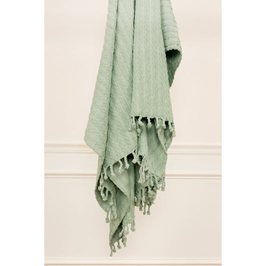 Aqua Knitted 100% Cotton Throw Blanket HomeRoots
