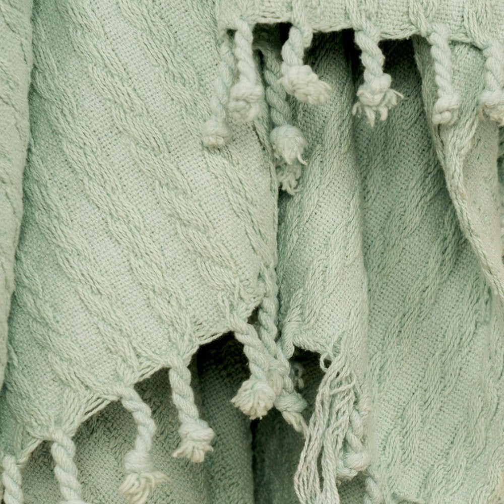 Aqua Knitted 100% Cotton Throw Blanket HomeRoots