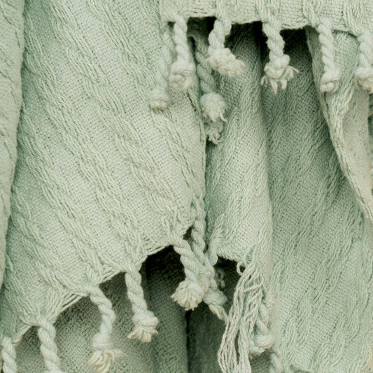 Aqua Knitted 100% Cotton Throw Blanket HomeRoots