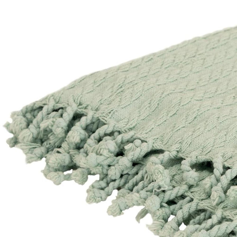 Aqua Knitted 100% Cotton Throw Blanket HomeRoots