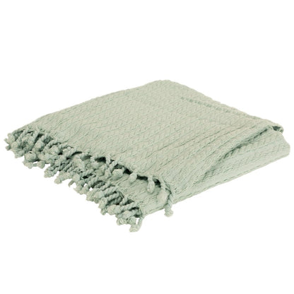 Aqua Knitted 100% Cotton Throw Blanket HomeRoots