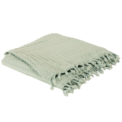 Aqua Knitted 100% Cotton Throw Blanket HomeRoots