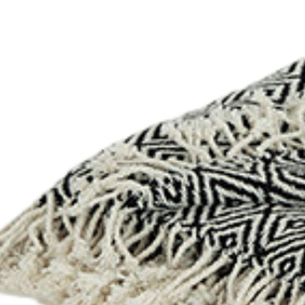 50" X 60" Black And White Cotton Chevron Throw Blanket with Tassels HomeRoots