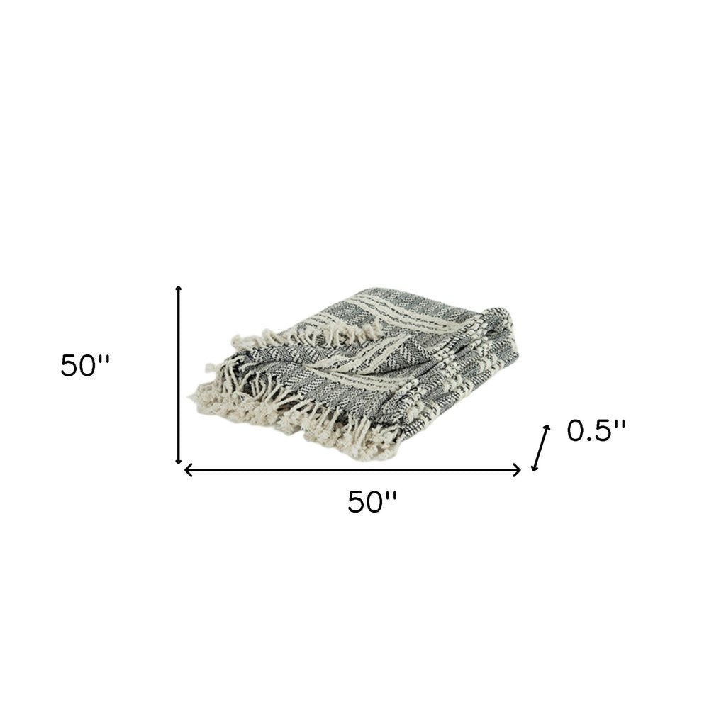 Black Woven 100% Cotton Throw Blanket HomeRoots