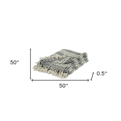 Black Woven 100% Cotton Throw Blanket HomeRoots