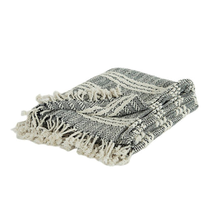Black Woven 100% Cotton Throw Blanket HomeRoots