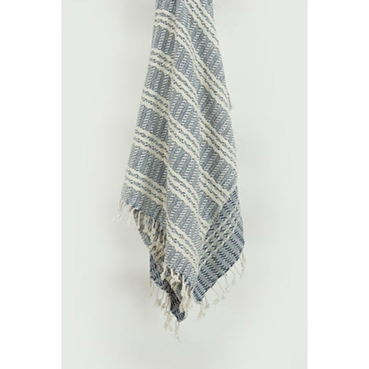 Blue Woven 100% Cotton Throw Blanket HomeRoots