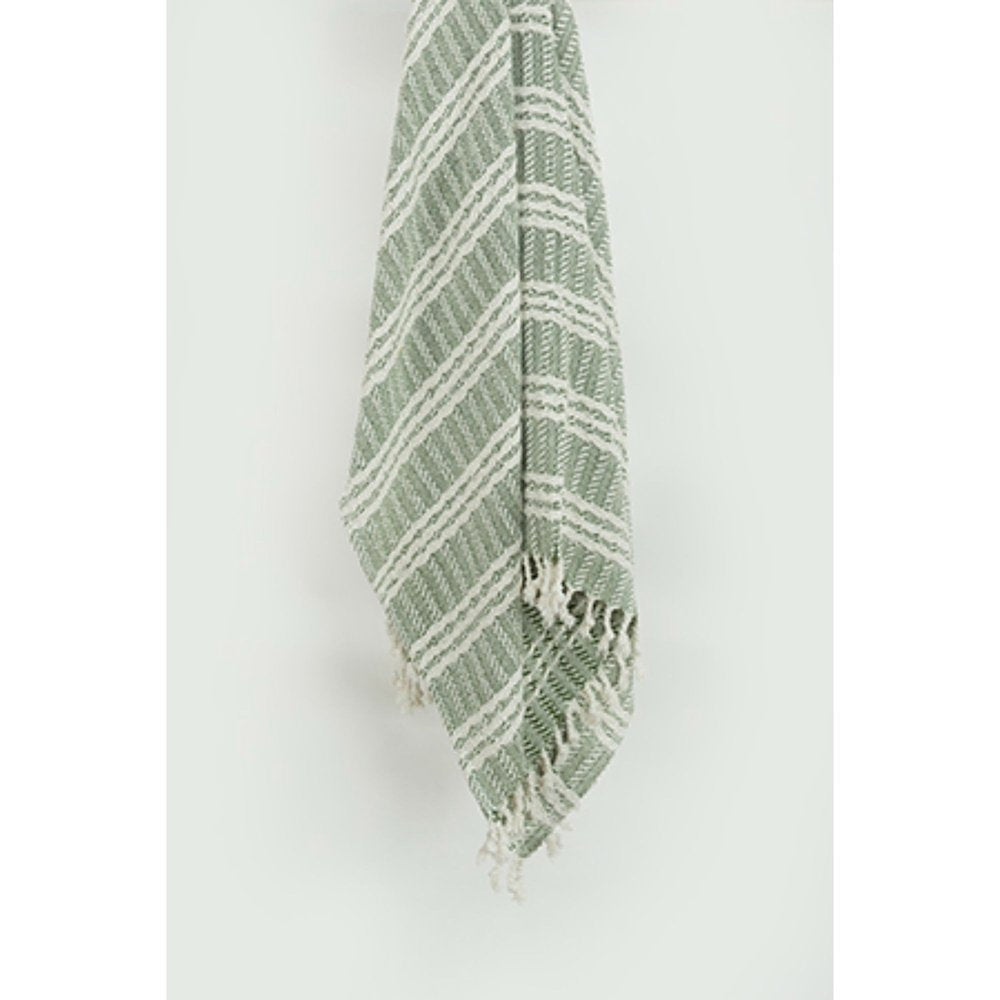 Green Woven 100% Cotton Throw Blanket — view 1