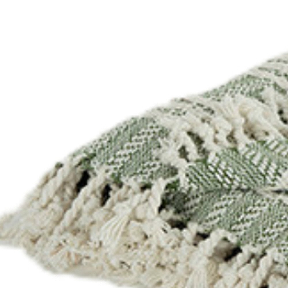 Green Woven 100% Cotton Throw Blanket — view 6