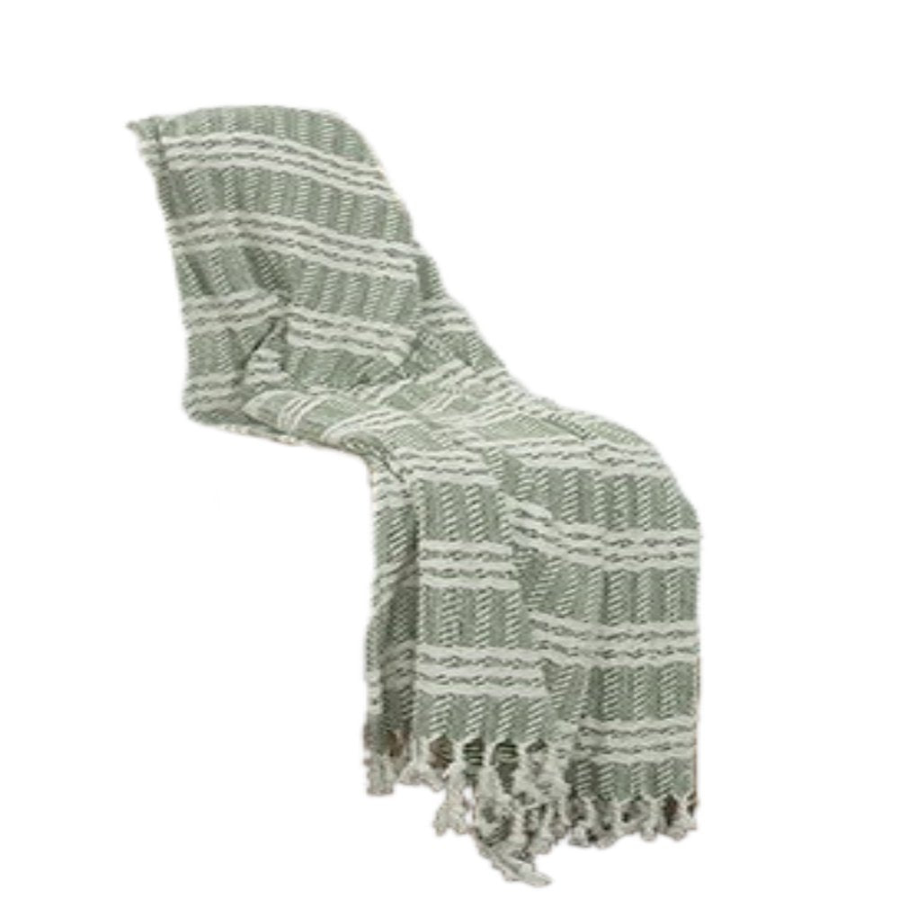 Green Woven 100% Cotton Throw Blanket — view 5