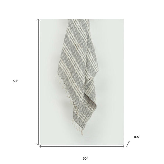 Charcoal Woven 100% Cotton Throw Blanket HomeRoots