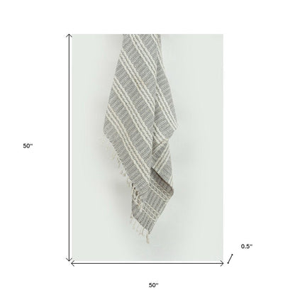 Charcoal Woven 100% Cotton Throw Blanket HomeRoots