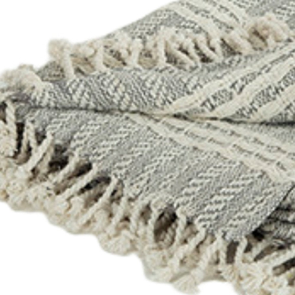 Charcoal Woven 100% Cotton Throw Blanket HomeRoots