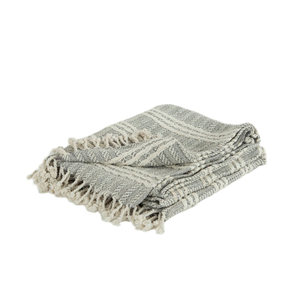 Charcoal Woven 100% Cotton Throw Blanket HomeRoots