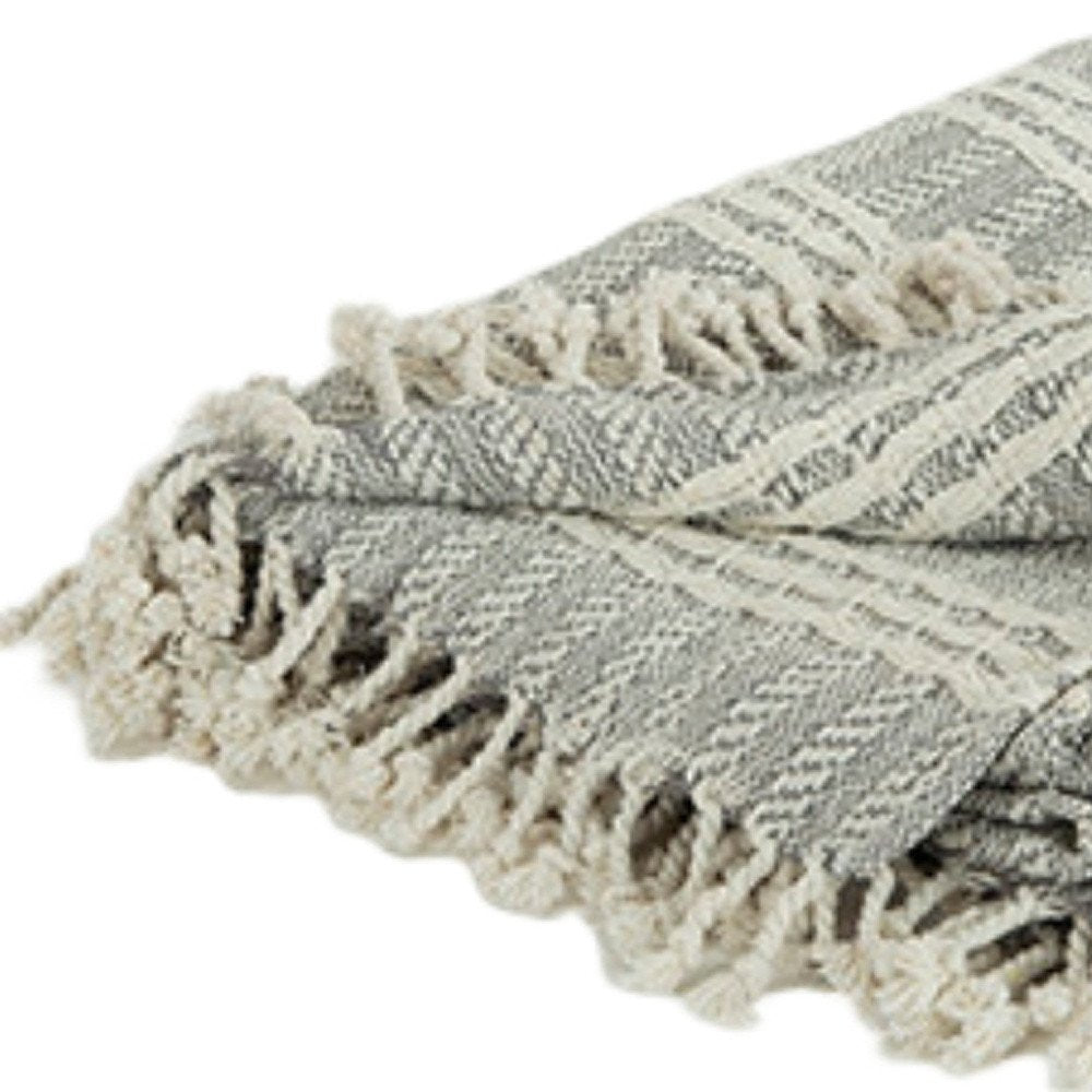 Charcoal Woven 100% Cotton Throw Blanket HomeRoots