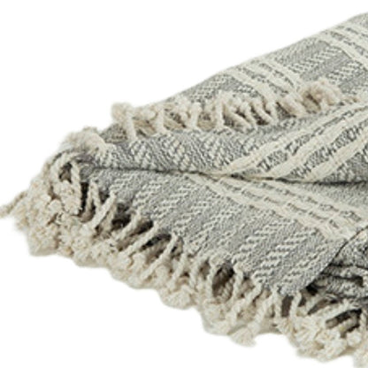 Charcoal Woven 100% Cotton Throw Blanket HomeRoots