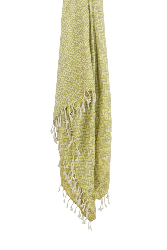 50" X 60" Green Cotton Woven Chevron Throw Blanket with Fringe HomeRoots