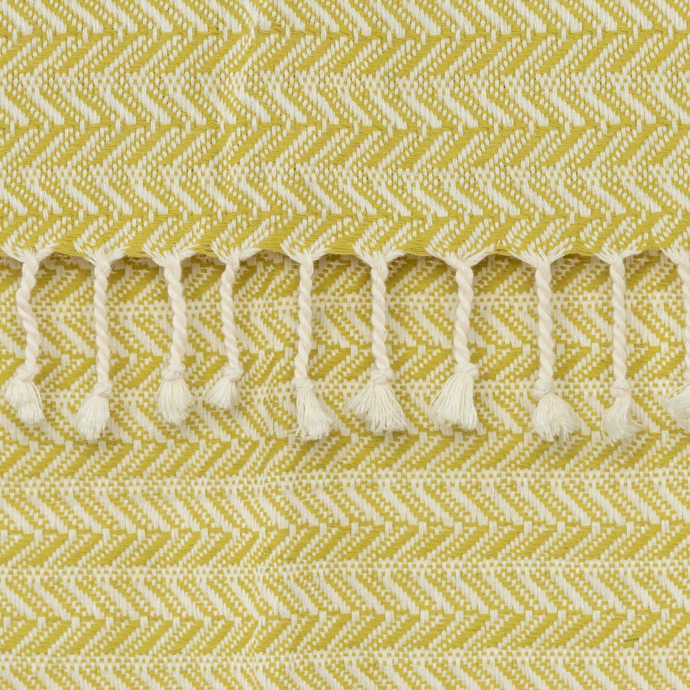 50" X 60" Green Cotton Woven Chevron Throw Blanket with Fringe HomeRoots