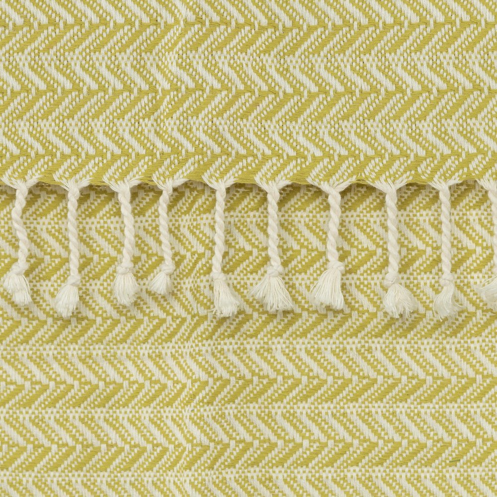 50" X 60" Green Cotton Woven Chevron Throw Blanket with Fringe HomeRoots