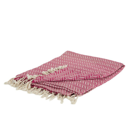 50" X 60" Hot Pink Cotton Woven Chevron Throw Blanket with Fringe HomeRoots