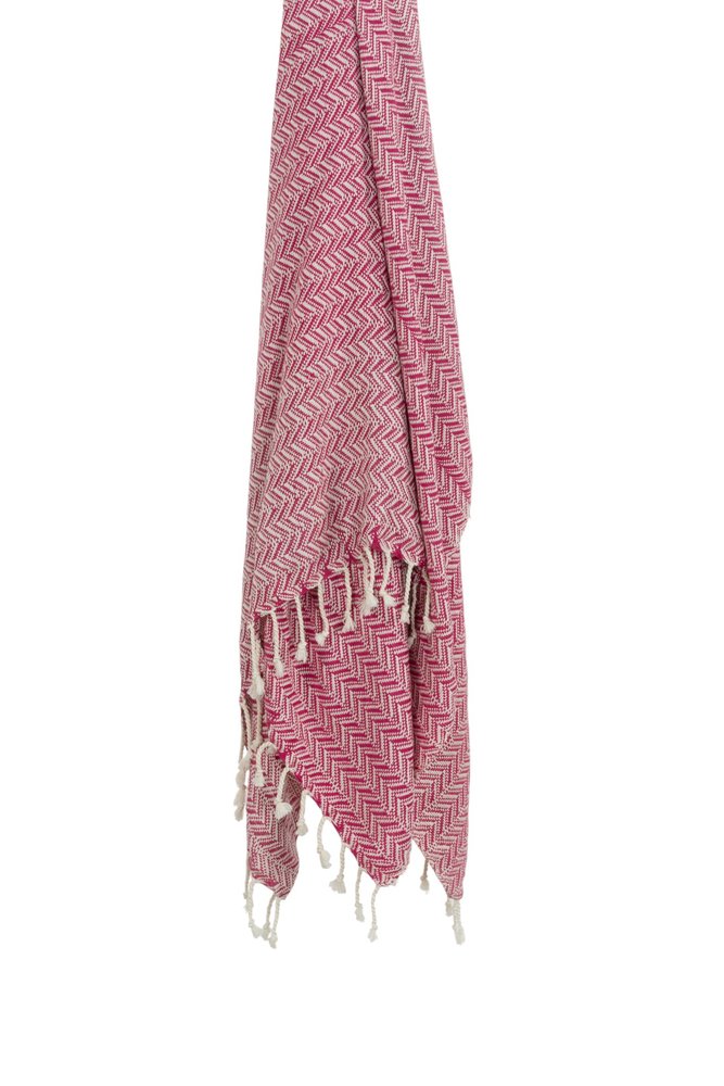 50" X 60" Hot Pink Cotton Woven Chevron Throw Blanket with Fringe HomeRoots
