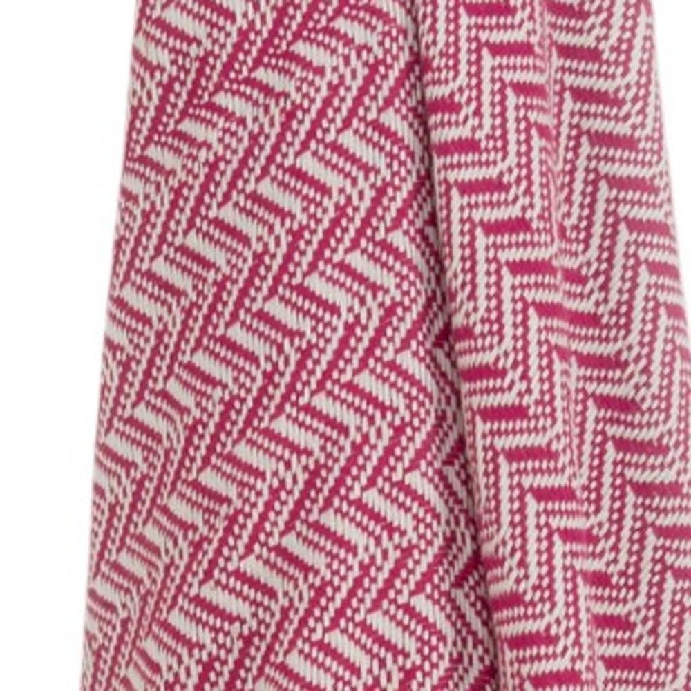 50" X 60" Hot Pink Cotton Woven Chevron Throw Blanket with Fringe HomeRoots