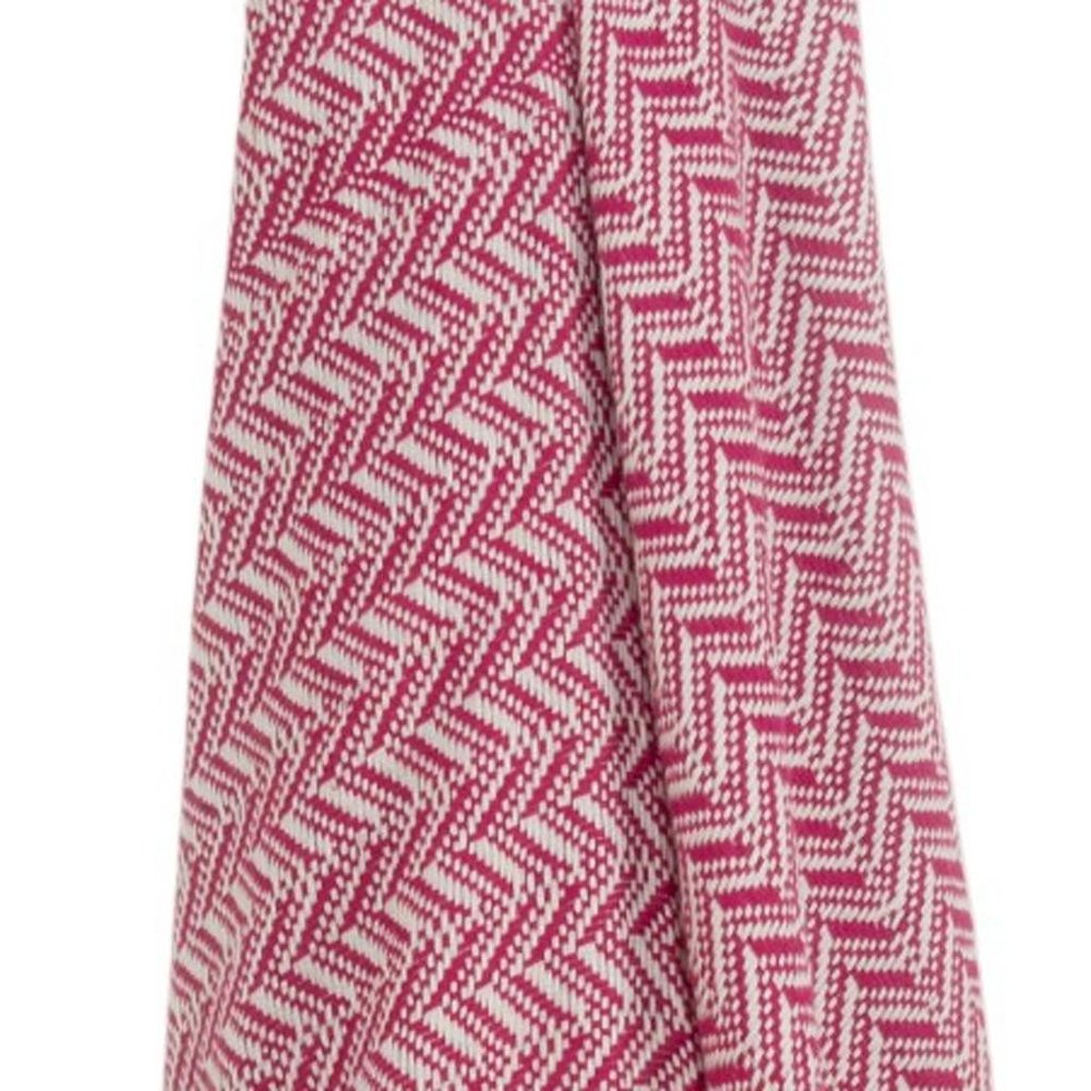 50" X 60" Hot Pink Cotton Woven Chevron Throw Blanket with Fringe HomeRoots