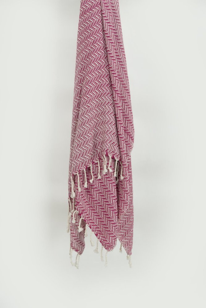 50" X 60" Hot Pink Cotton Woven Chevron Throw Blanket with Fringe HomeRoots
