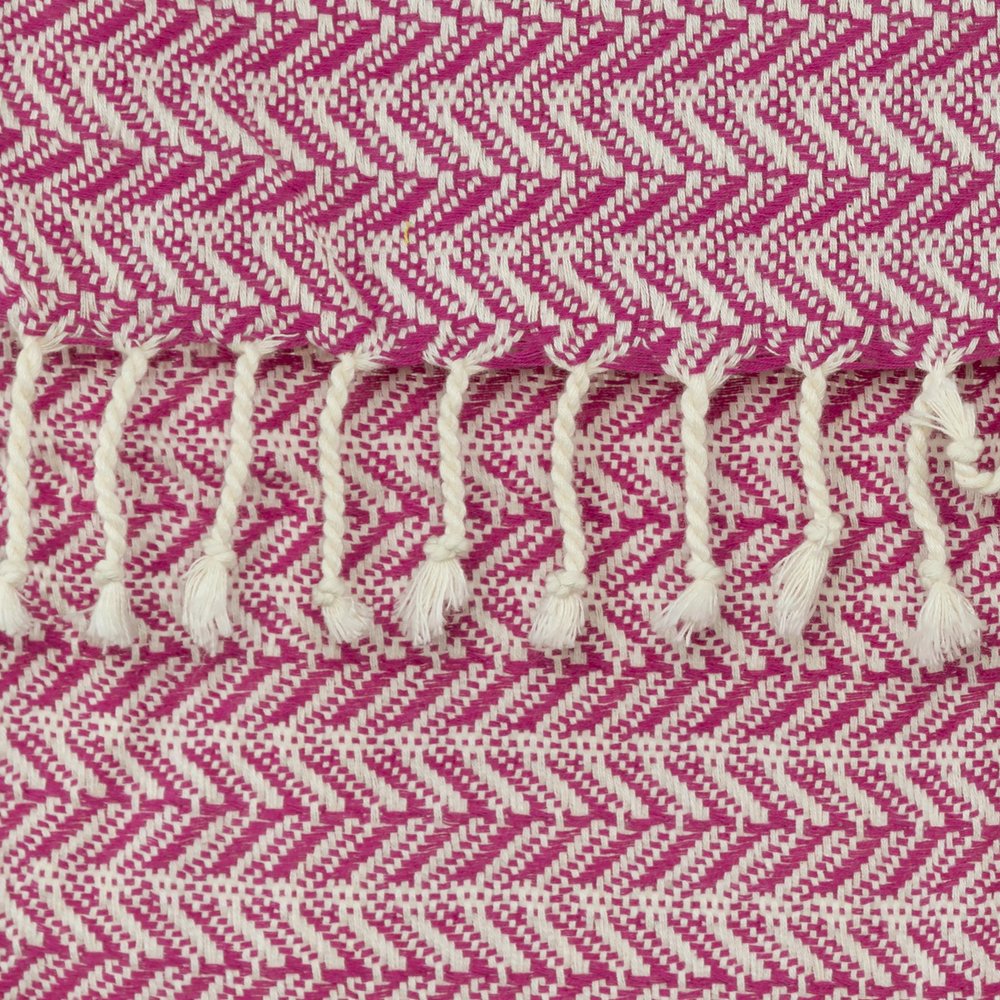 50" X 60" Hot Pink Cotton Woven Chevron Throw Blanket with Fringe HomeRoots