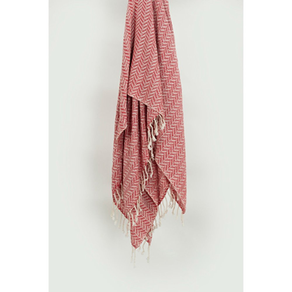 50" X 60" Red Cotton Woven Chevron Throw Blanket with Fringe HomeRoots