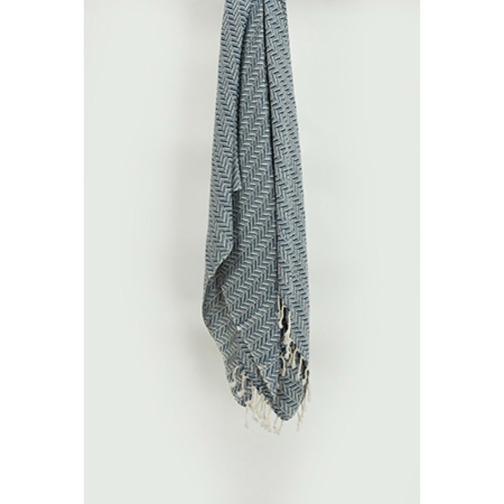 50" X 60" Gray Cotton Woven Chevron Throw Blanket with Fringe HomeRoots