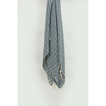 50" X 60" Gray Cotton Woven Chevron Throw Blanket with Fringe HomeRoots