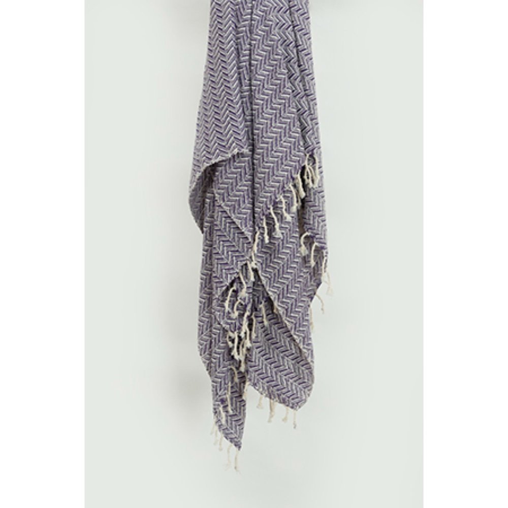50" X 60" Purple Cotton Woven Chevron Throw Blanket with Fringe HomeRoots