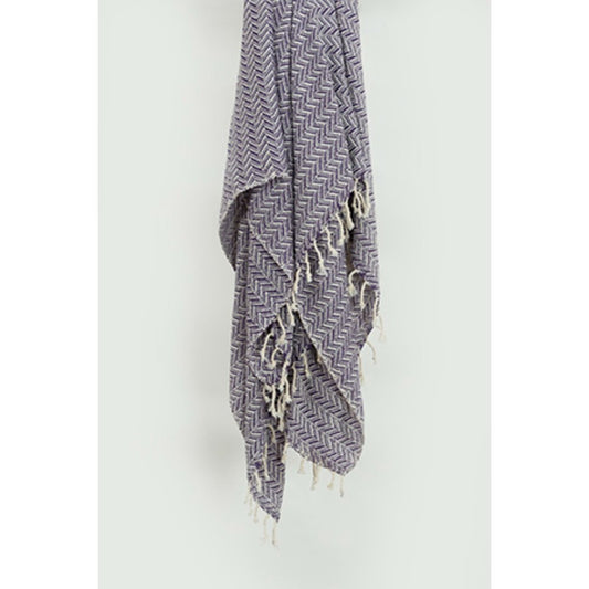 50" X 60" Purple Cotton Woven Chevron Throw Blanket with Fringe HomeRoots