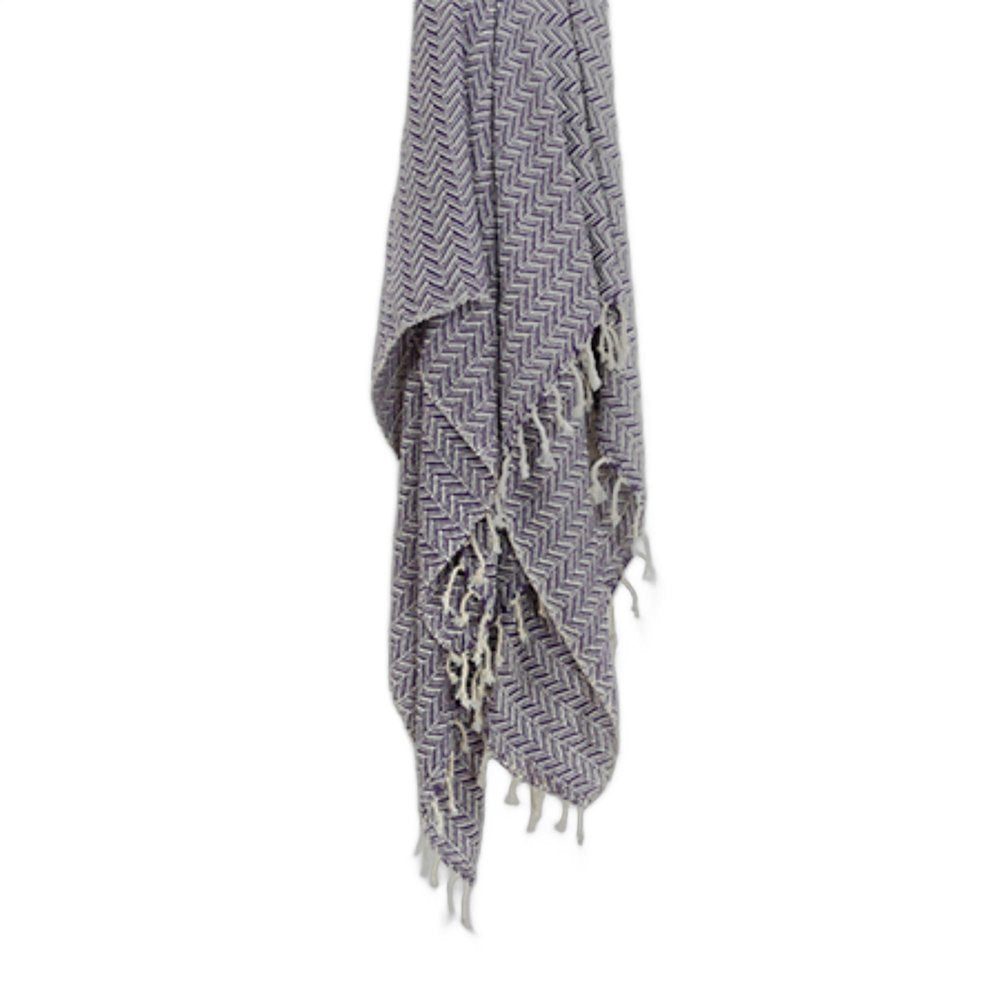 50" X 60" Purple Cotton Woven Chevron Throw Blanket with Fringe HomeRoots