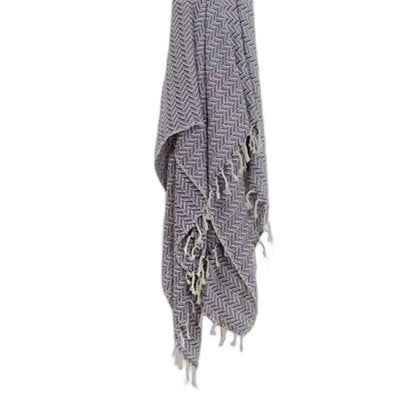 50" X 60" Purple Cotton Woven Chevron Throw Blanket with Fringe HomeRoots