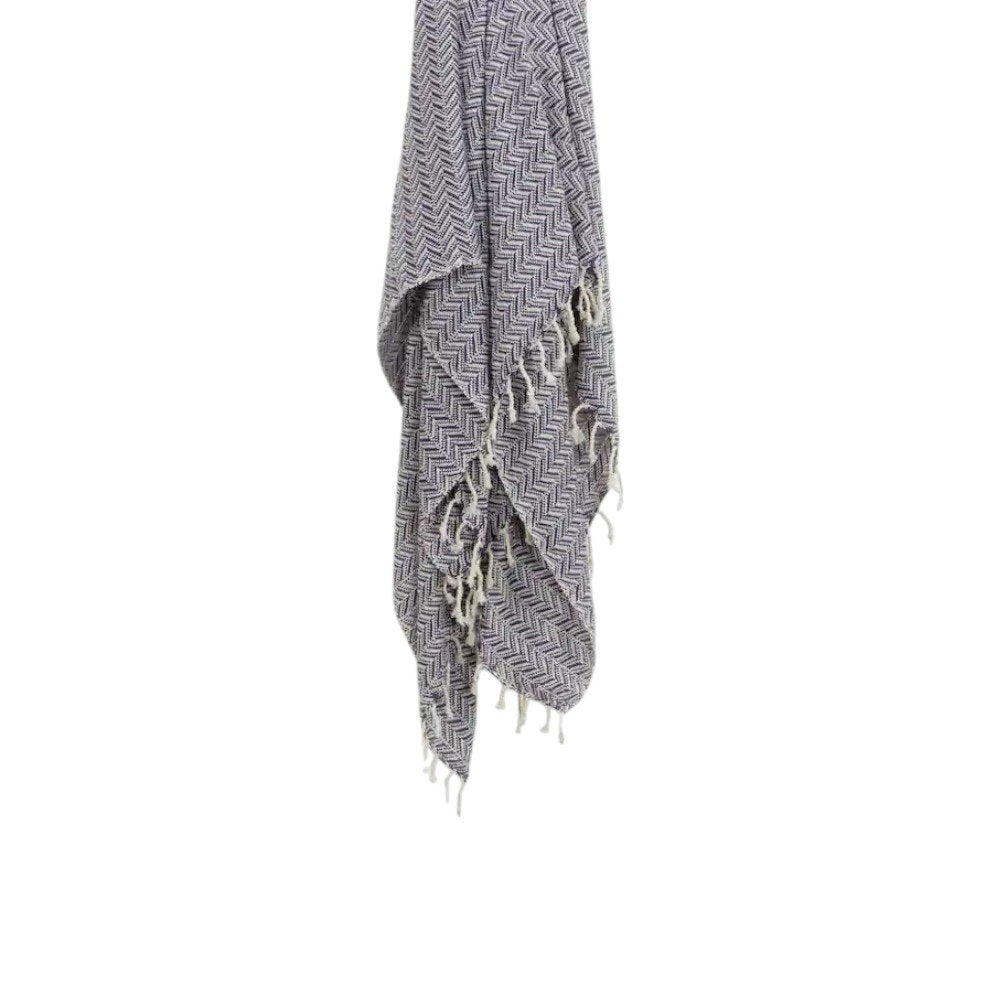 50" X 60" Purple Cotton Woven Chevron Throw Blanket with Fringe HomeRoots