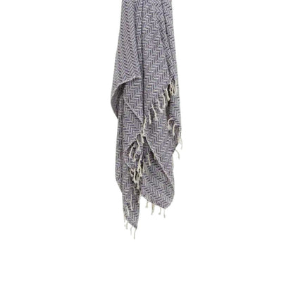 50" X 60" Purple Cotton Woven Chevron Throw Blanket with Fringe HomeRoots